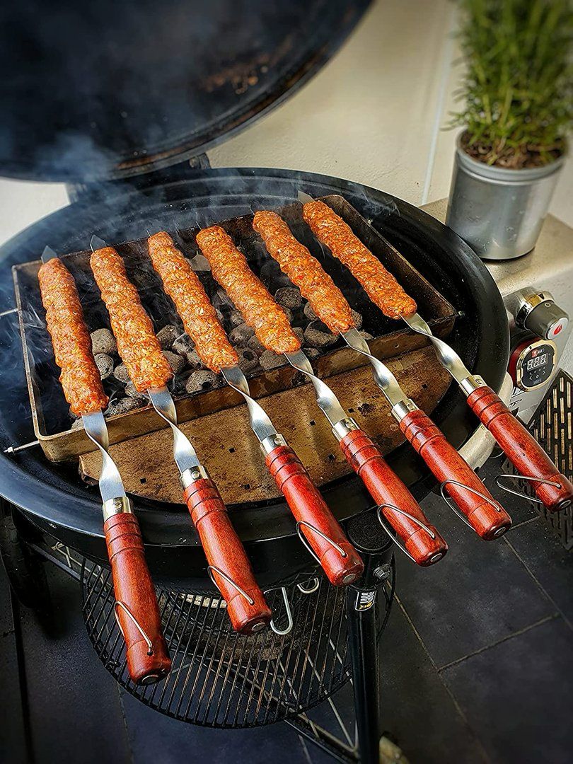 Adana Spieße aus Edelstahl mit Holzgriff – 6er Set | Aganjok