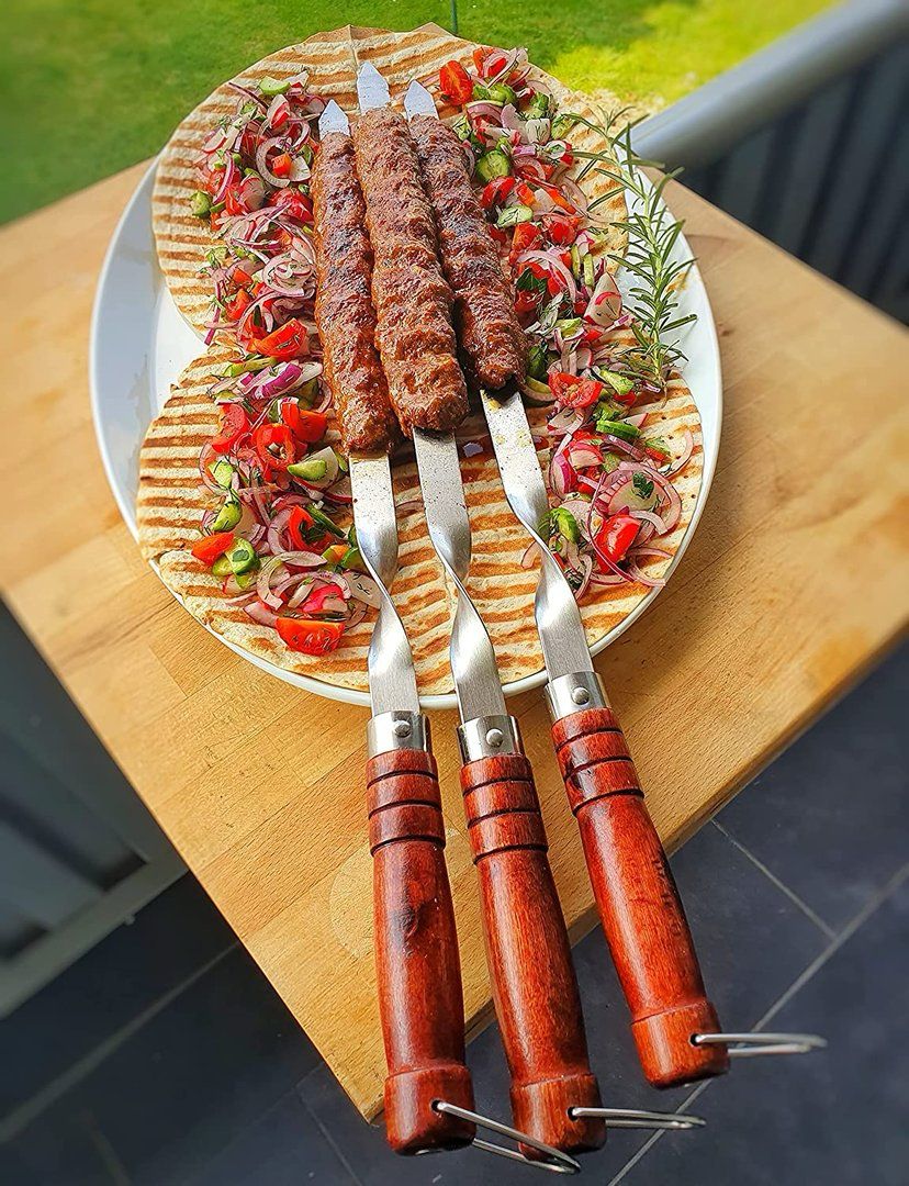 Adana Spieße aus Edelstahl mit Holzgriff – 6er Set | Aganjok - Image 2