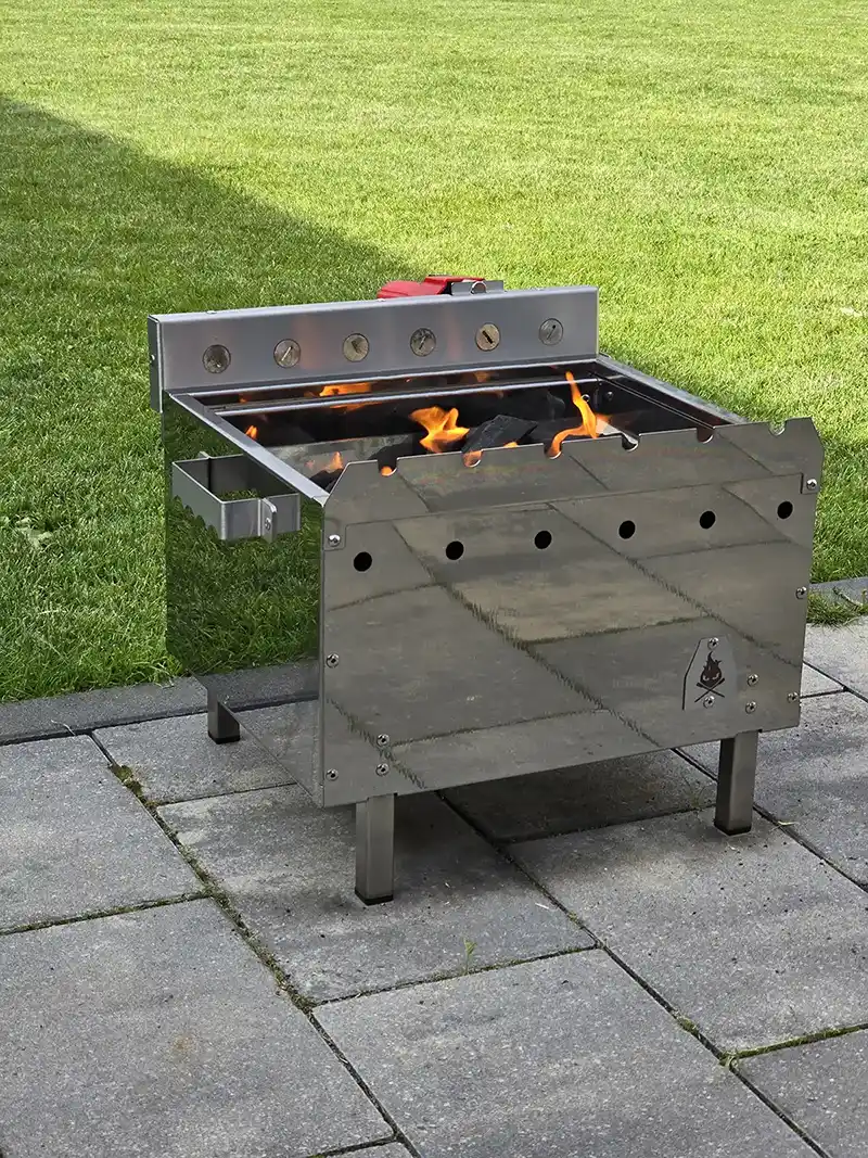 Kubik Schaschlik Mangal Grill aus Edelstahl mit Spießaufsatz | Aganjok - Image 5