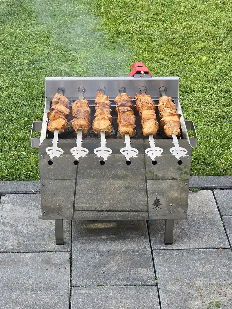 Kubik Schaschlik Mangal Grill aus Edelstahl mit Spießaufsatz | Aganjok - Image 6