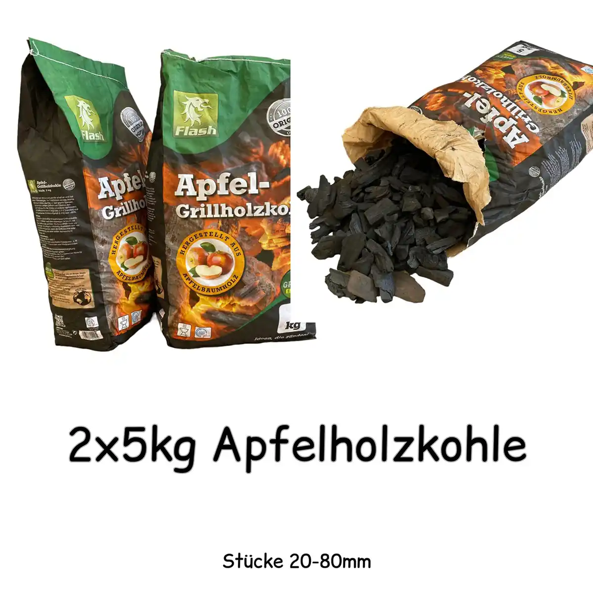 Doppelpack – 10 kg Apfelholzkohle – Fruchtiges Aroma | Aganjok