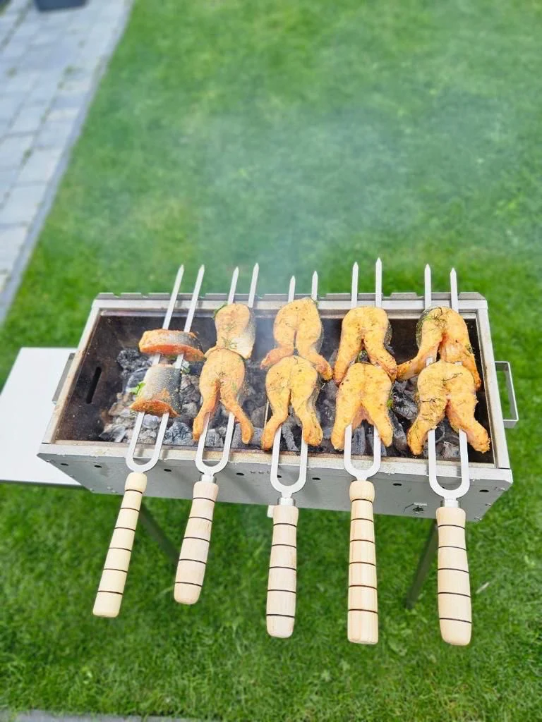 Doppelspieß mit Holzgriff – Stabiler Grillspieß für Schaschlik | Aganjok - Image 3