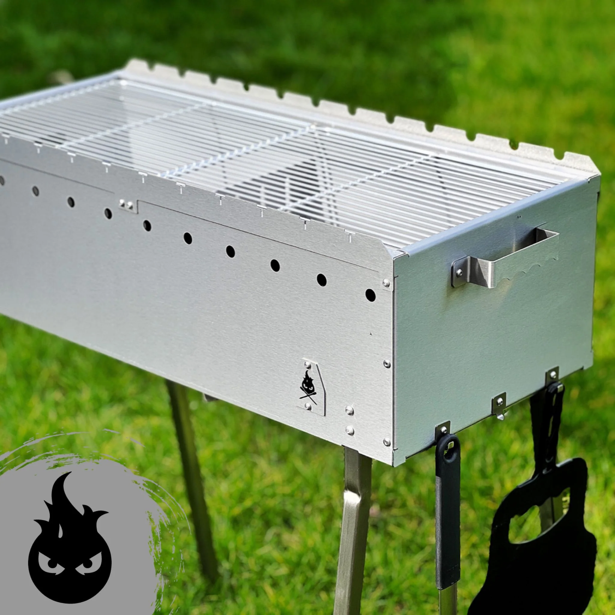 M1 Kompakter Edelstahl Schaschlik-Mangal für Outdoor & Garten | Aganjok