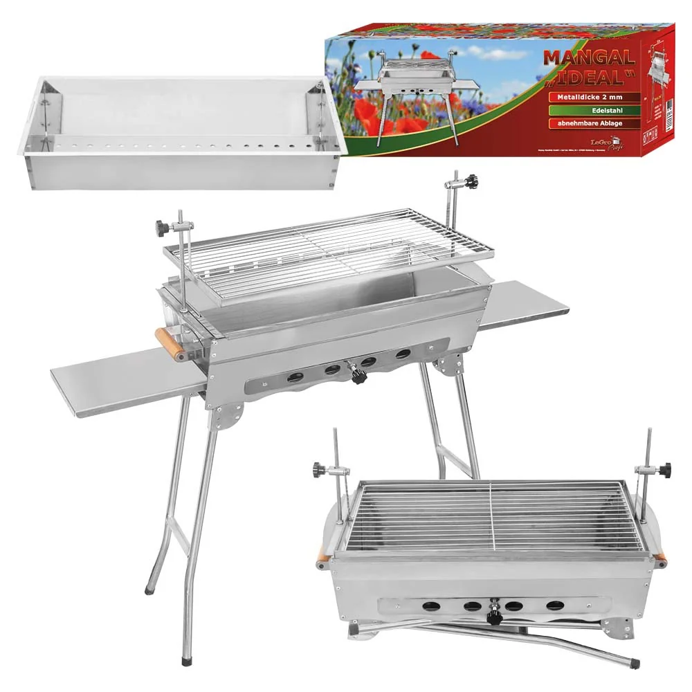 Mangal Grill Ideal – Profi Schaschlikgrill aus Edelstahl, höhenverstellbar