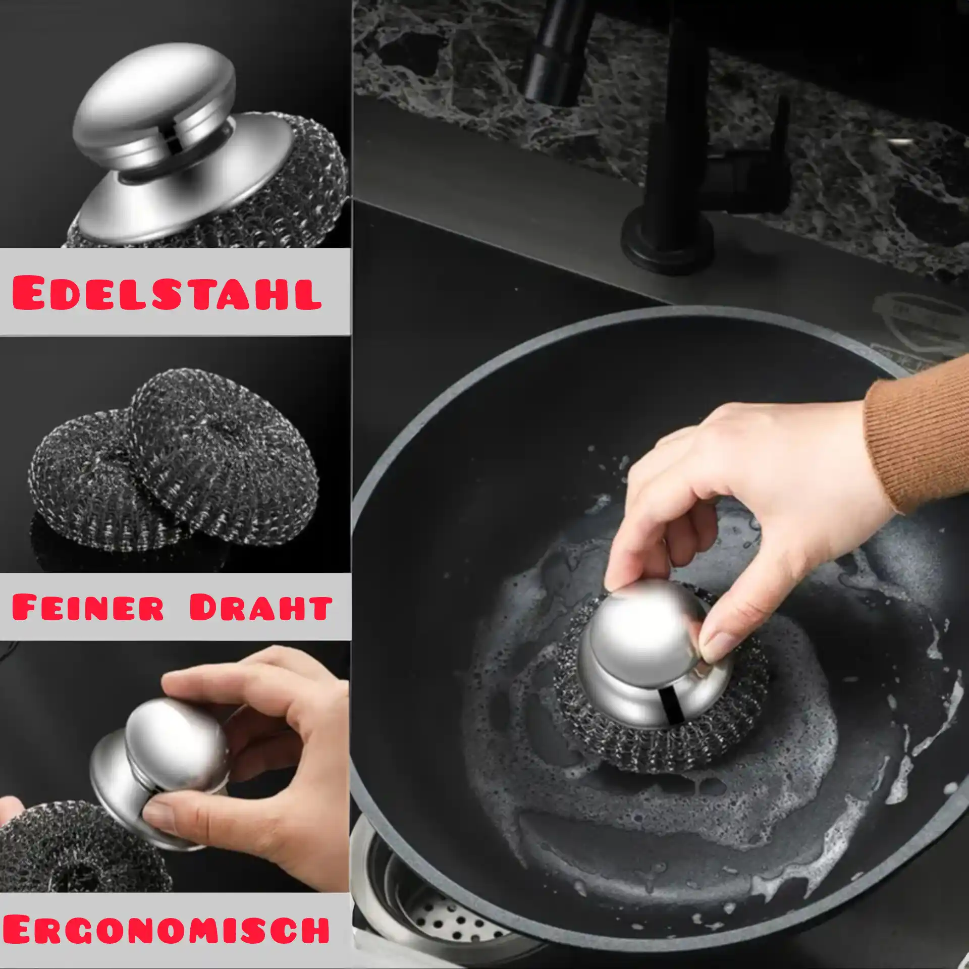 Grillreiniger mit Griff – wiederverwendbar für Grill, Töpfe & Gusseisen | Aganjok - Image 4